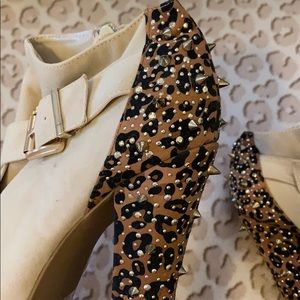 Leopard & Gold Spike Heels